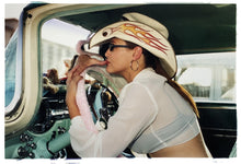 Load image into Gallery viewer, 'Wendy Flamin' Eyeball', from Richard Heeps' 'Man's Ruin' Series. This artwork is part of a sequence capturing Wendy at the Nevada Rockabilly Weekender, Viva Las Vegas. This artwork capture the flaming eyeball detail of her cowboy style hat. 