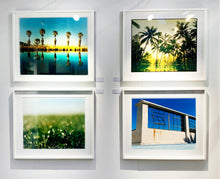 Load image into Gallery viewer, 'Window of the World, Zzyzx Resort Pool', photographed in Soda Dry Lake, California shows window pains and a distressed wall, against a bright blue background of sky. This artwork is part of Richard's 'Dream in Colour' series. 